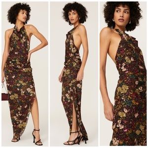 Amanda Uprichard Elektra Backless Gown Floral Jacquard Asymmetrical Dress Small